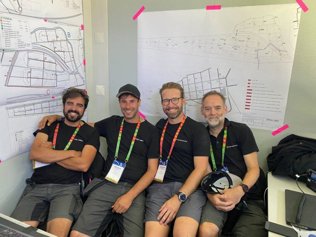 The audio engineering crew who worked on the professional sound system installation at World Youth Day. From left to right - Bernardo Jobling and Rafael Pereira from Pixel Light and Tom LaVeuf and Tim McCall from L-Acoustics