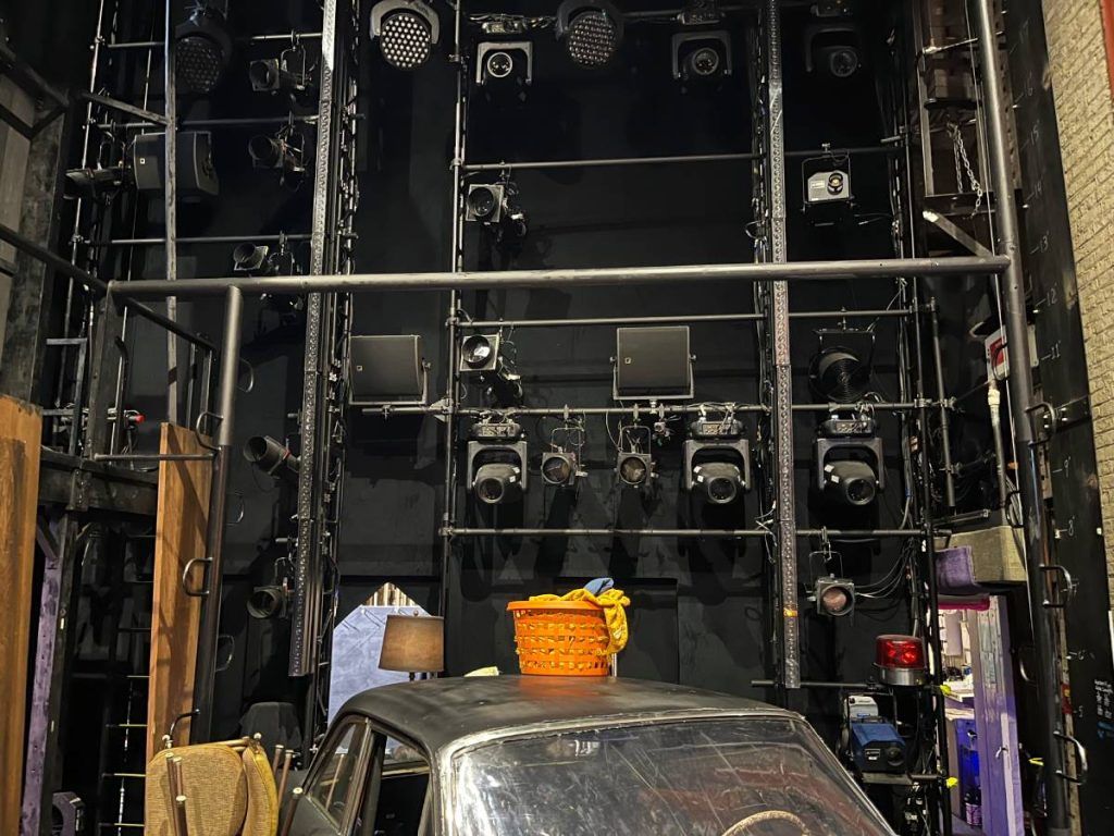 Coaxial X12 enclosures are positioned on the left and right sides of the stage for monitoring (photo credit: Cody Spencer)