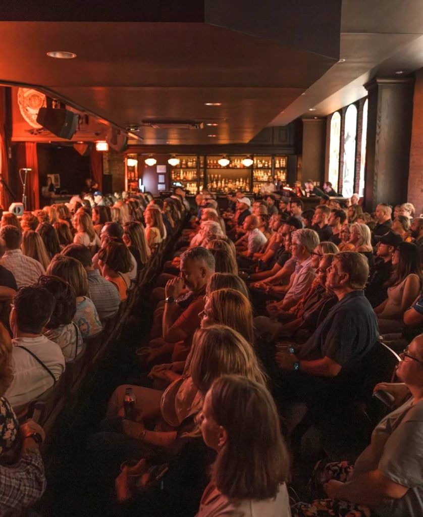 A packed house at the intimate Neon Steeple, with A10i sound system underbalcony speakers in view (photo credit: @brotherdalecreative)