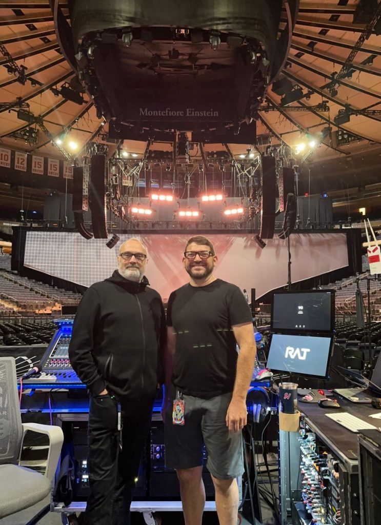 Pearl Jam’s house sound team (left to right): Greg Nelson (FOH engineer) and Andrew Gilchrest (system engineer)